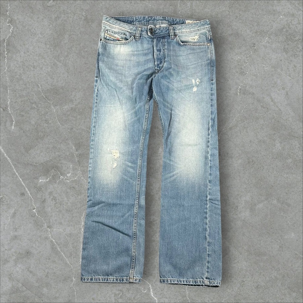Diesel Viker-R-Box Jeans Mens 32x30 Blue Regular Straight Distressed Wash Y2K